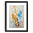 Glam Wall Art | Luxurious Gold and Blue Feather Art | Modern Glam Decor