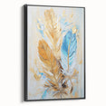 Glam Wall Art | Luxurious Gold and Blue Feather Art | Modern Glam Decor