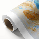 Glam Wall Art | Luxurious Gold and Blue Feather Art | Modern Glam Decor