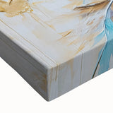 Glam Wall Art | Luxurious Gold and Blue Feather Art | Modern Glam Decor