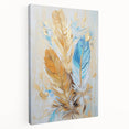 Glam Wall Art | Luxurious Gold and Blue Feather Art | Modern Glam Decor
