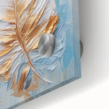 Golden Feather Glam Wall Art - Luxury Metallic and Chic Home Decor Piece