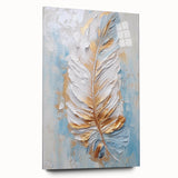 Golden Feather Glam Wall Art - Luxury Metallic and Chic Home Decor Piece