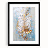 Golden Feather Glam Wall Art - Luxury Metallic and Chic Home Decor Piece