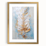 Golden Feather Glam Wall Art - Luxury Metallic and Chic Home Decor Piece