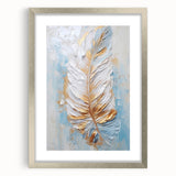 Golden Feather Glam Wall Art - Luxury Metallic and Chic Home Decor Piece