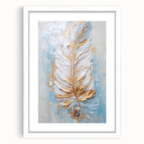 Golden Feather Glam Wall Art - Luxury Metallic and Chic Home Decor Piece