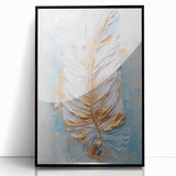 Golden Feather Glam Wall Art - Luxury Metallic and Chic Home Decor Piece