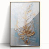 Golden Feather Glam Wall Art - Luxury Metallic and Chic Home Decor Piece