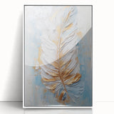 Golden Feather Glam Wall Art - Luxury Metallic and Chic Home Decor Piece