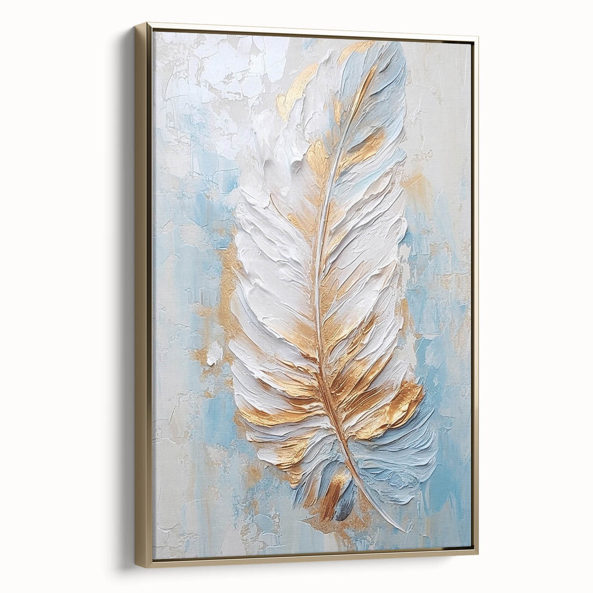 Golden Feather Glam Wall Art - Luxury Metallic and Chic Home Decor Piece