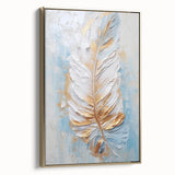 Golden Feather Glam Wall Art - Luxury Metallic and Chic Home Decor Piece