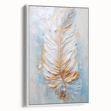 Golden Feather Glam Wall Art - Luxury Metallic and Chic Home Decor Piece