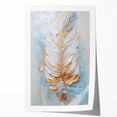 Golden Feather Glam Wall Art - Luxury Metallic and Chic Home Decor Piece