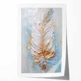 Golden Feather Glam Wall Art - Luxury Metallic and Chic Home Decor Piece