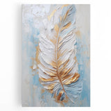 Golden Feather Glam Wall Art - Luxury Metallic and Chic Home Decor Piece