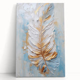Golden Feather Glam Wall Art - Luxury Metallic and Chic Home Decor Piece
