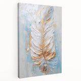 Golden Feather Glam Wall Art - Luxury Metallic and Chic Home Decor Piece