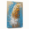 Elegant Blue and Gold Feather Art - Glam Wall Art for Luxury Interiors