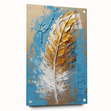 Elegant Blue and Gold Feather Art - Glam Wall Art for Luxury Interiors