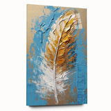 Elegant Blue and Gold Feather Art - Glam Wall Art for Luxury Interiors