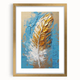Elegant Blue and Gold Feather Art - Glam Wall Art for Luxury Interiors