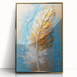 Elegant Blue and Gold Feather Art - Glam Wall Art for Luxury Interiors