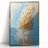 Elegant Blue and Gold Feather Art - Glam Wall Art for Luxury Interiors