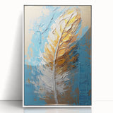 Elegant Blue and Gold Feather Art - Glam Wall Art for Luxury Interiors