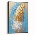 Elegant Blue and Gold Feather Art - Glam Wall Art for Luxury Interiors
