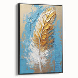 Elegant Blue and Gold Feather Art - Glam Wall Art for Luxury Interiors