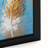 Elegant Blue and Gold Feather Art - Glam Wall Art for Luxury Interiors