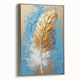 Elegant Blue and Gold Feather Art - Glam Wall Art for Luxury Interiors