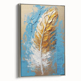 Elegant Blue and Gold Feather Art - Glam Wall Art for Luxury Interiors