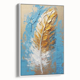 Elegant Blue and Gold Feather Art - Glam Wall Art for Luxury Interiors