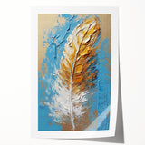 Elegant Blue and Gold Feather Art - Glam Wall Art for Luxury Interiors