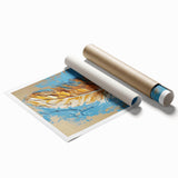 Elegant Blue and Gold Feather Art - Glam Wall Art for Luxury Interiors