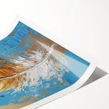 Elegant Blue and Gold Feather Art - Glam Wall Art for Luxury Interiors