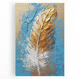 Elegant Blue and Gold Feather Art - Glam Wall Art for Luxury Interiors