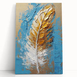 Elegant Blue and Gold Feather Art - Glam Wall Art for Luxury Interiors