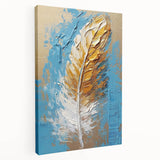 Elegant Blue and Gold Feather Art - Glam Wall Art for Luxury Interiors