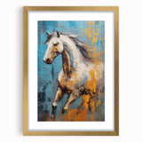 Dynamic Running Horse Glam Wall Art - Luxury Blue and Gold Decor