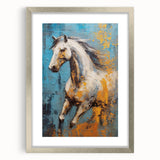 Dynamic Running Horse Glam Wall Art - Luxury Blue and Gold Decor