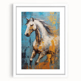 Dynamic Running Horse Glam Wall Art - Luxury Blue and Gold Decor