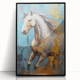 Dynamic Running Horse Glam Wall Art - Luxury Blue and Gold Decor