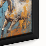 Dynamic Running Horse Glam Wall Art - Luxury Blue and Gold Decor