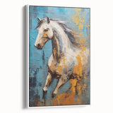Dynamic Running Horse Glam Wall Art - Luxury Blue and Gold Decor