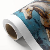 Dynamic Running Horse Glam Wall Art - Luxury Blue and Gold Decor