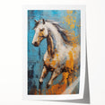 Dynamic Running Horse Glam Wall Art - Luxury Blue and Gold Decor