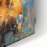 Golden Horse Glam Wall Art - Luxury Blue and Gold Decor for Chic Homes